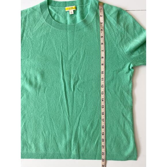 J Crew Cashmere Sweater Pullover Women L Spring Green Crew Neck Slim Fit - Picture 5 of 8